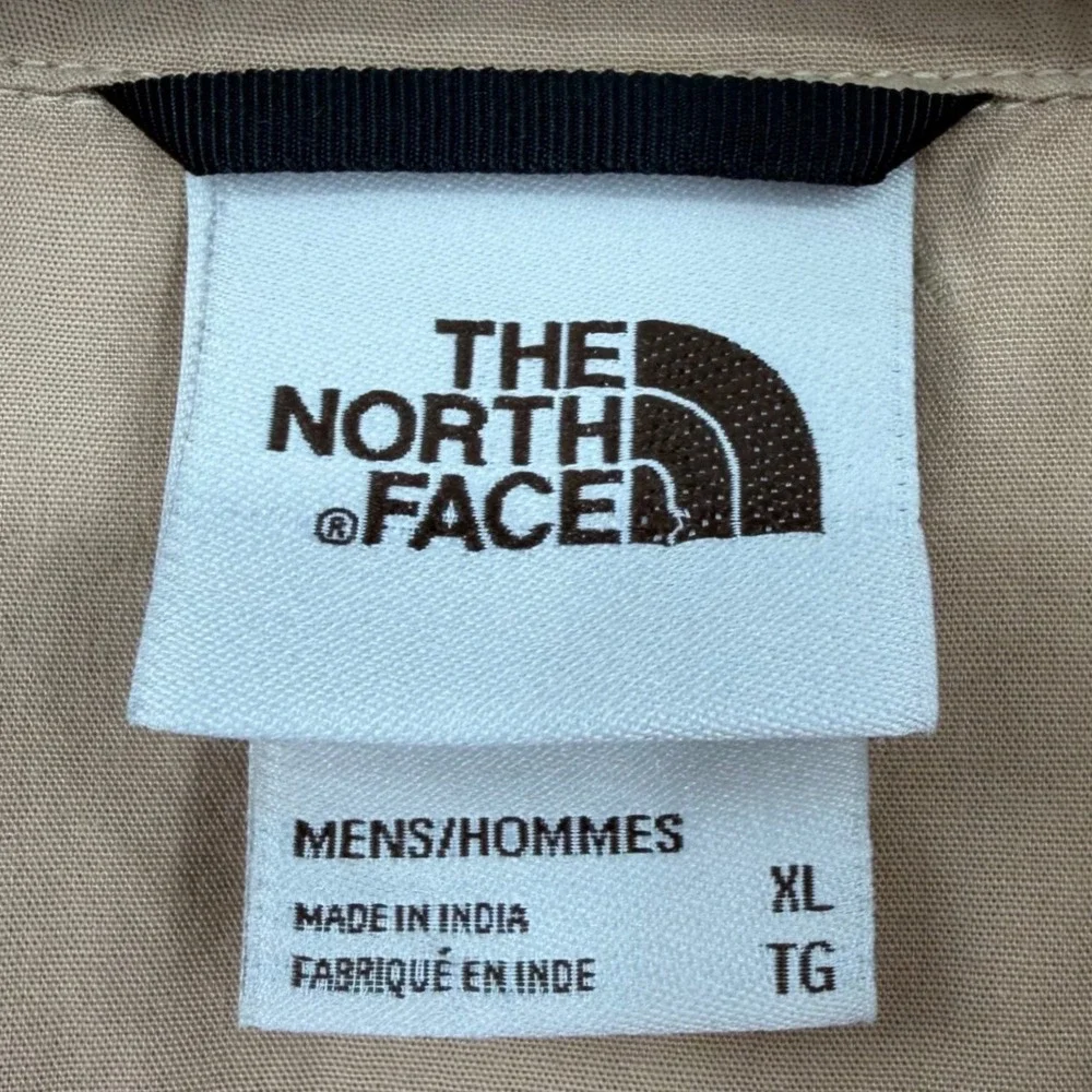 The North Face Button Up Mens XL Tan Short Sleeve NF0A55MP Embroidered Triangle
